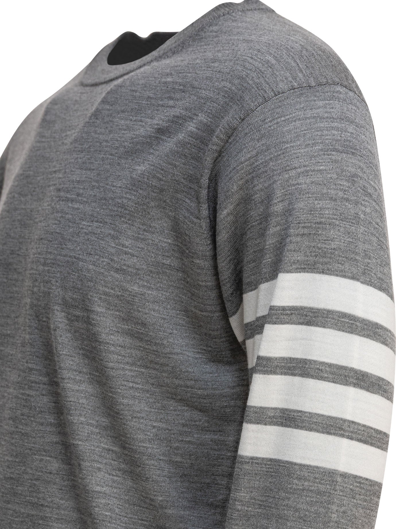 THOM BROWNE Classic Crewneck Pullover with 4 Bar Sleeve for Men
