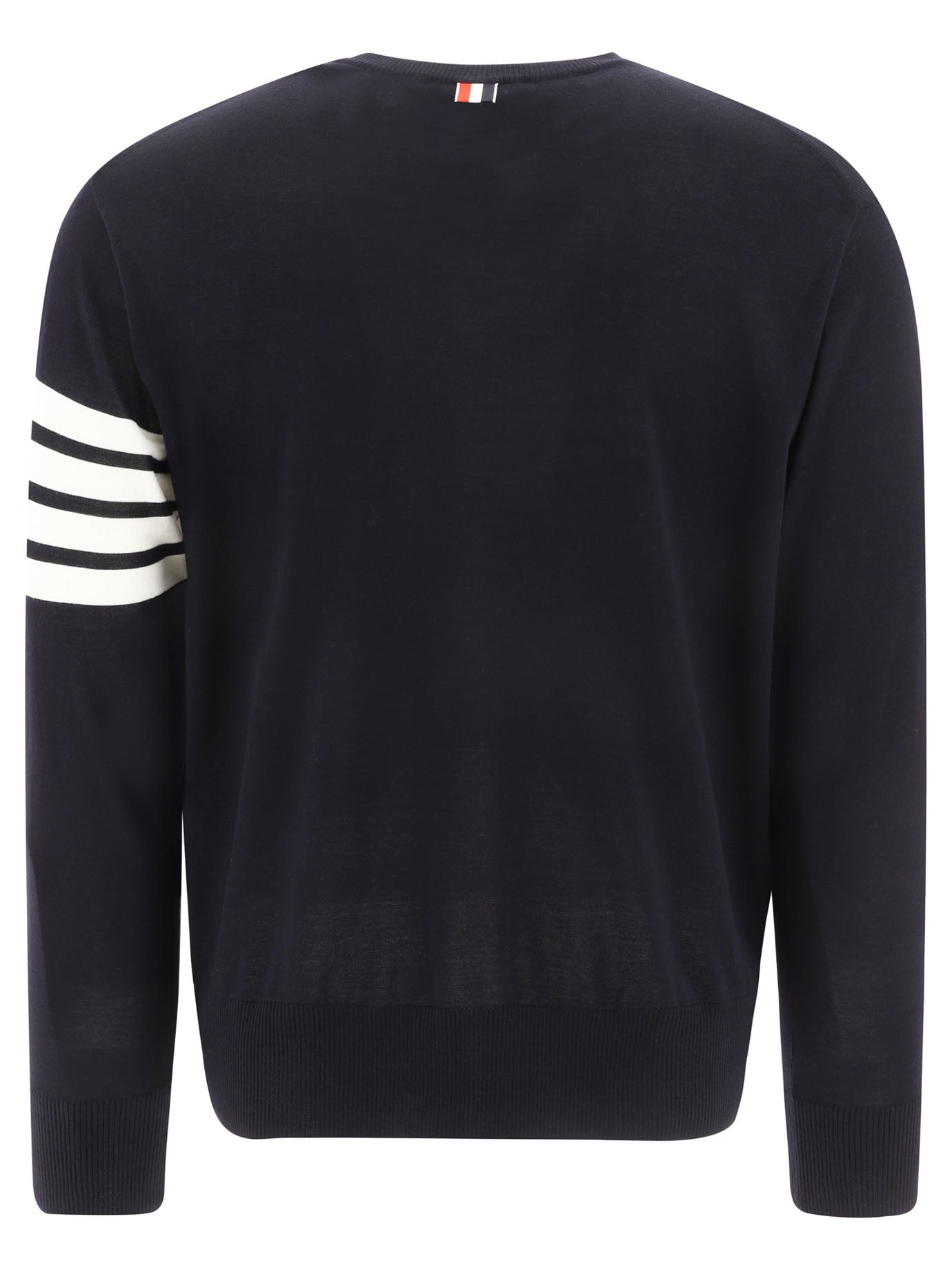 THOM BROWNE Classic Crewneck Pullover with 4 Bar Sleeve in Fine Merino Wool