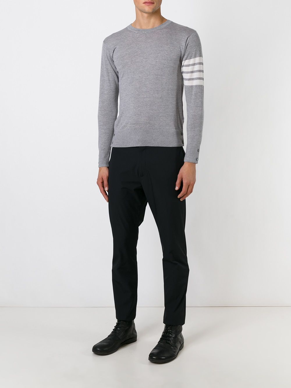 THOM BROWNE Men's Wool Pullover with Stripes