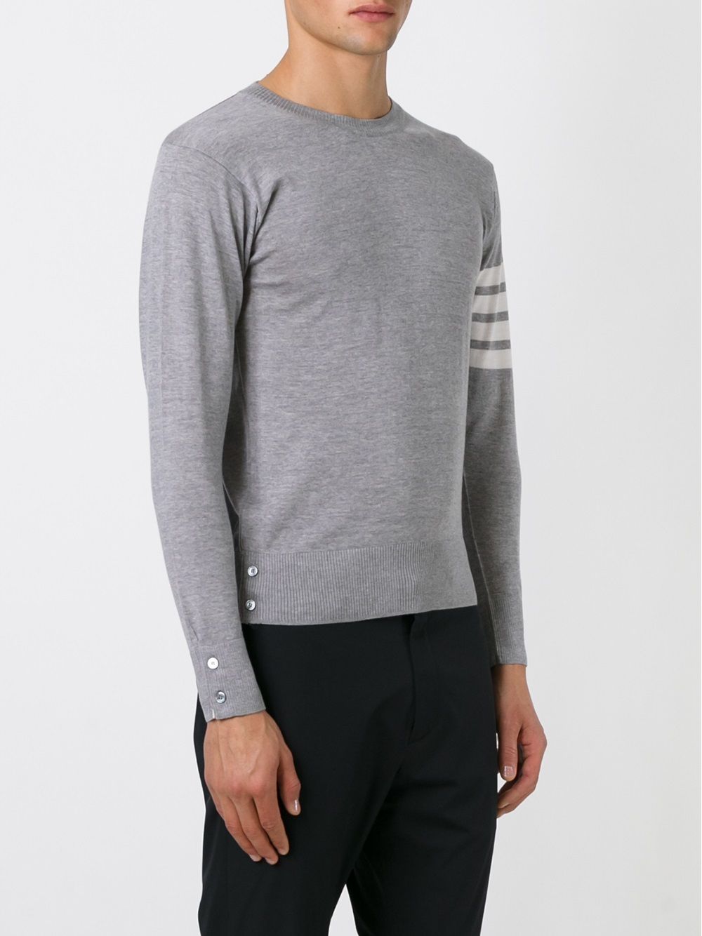 THOM BROWNE Men's Wool Pullover with Stripes