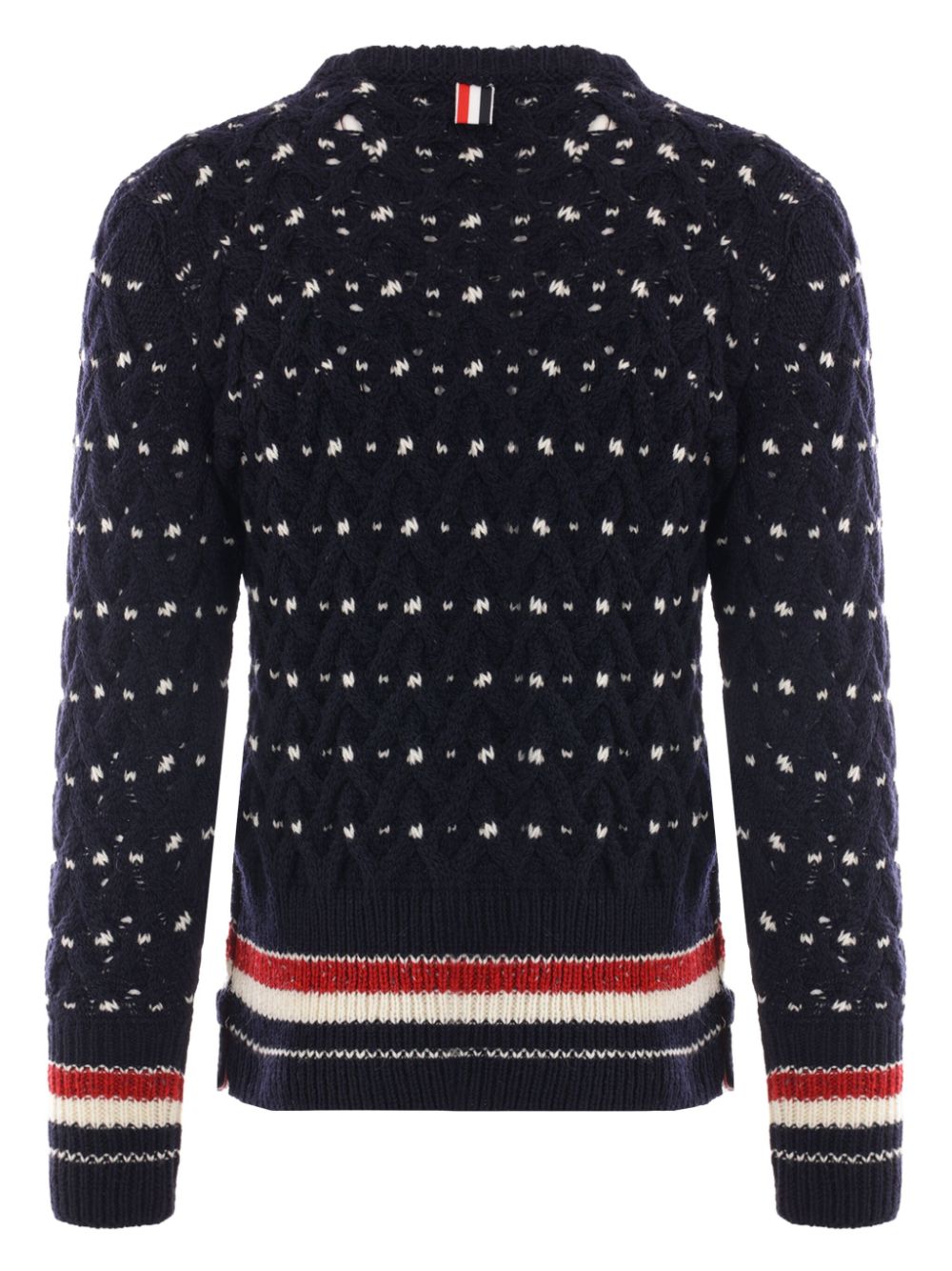 THOM BROWNE Luxurious Wool and Mohair Cable Knit Crew Neck Sweater