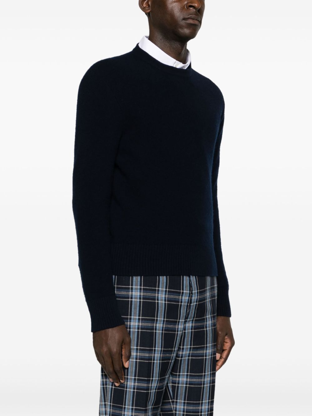 THOM BROWNE Wool Logo Sweater with RWB Stripe - Crew Neck, Long Sleeves
