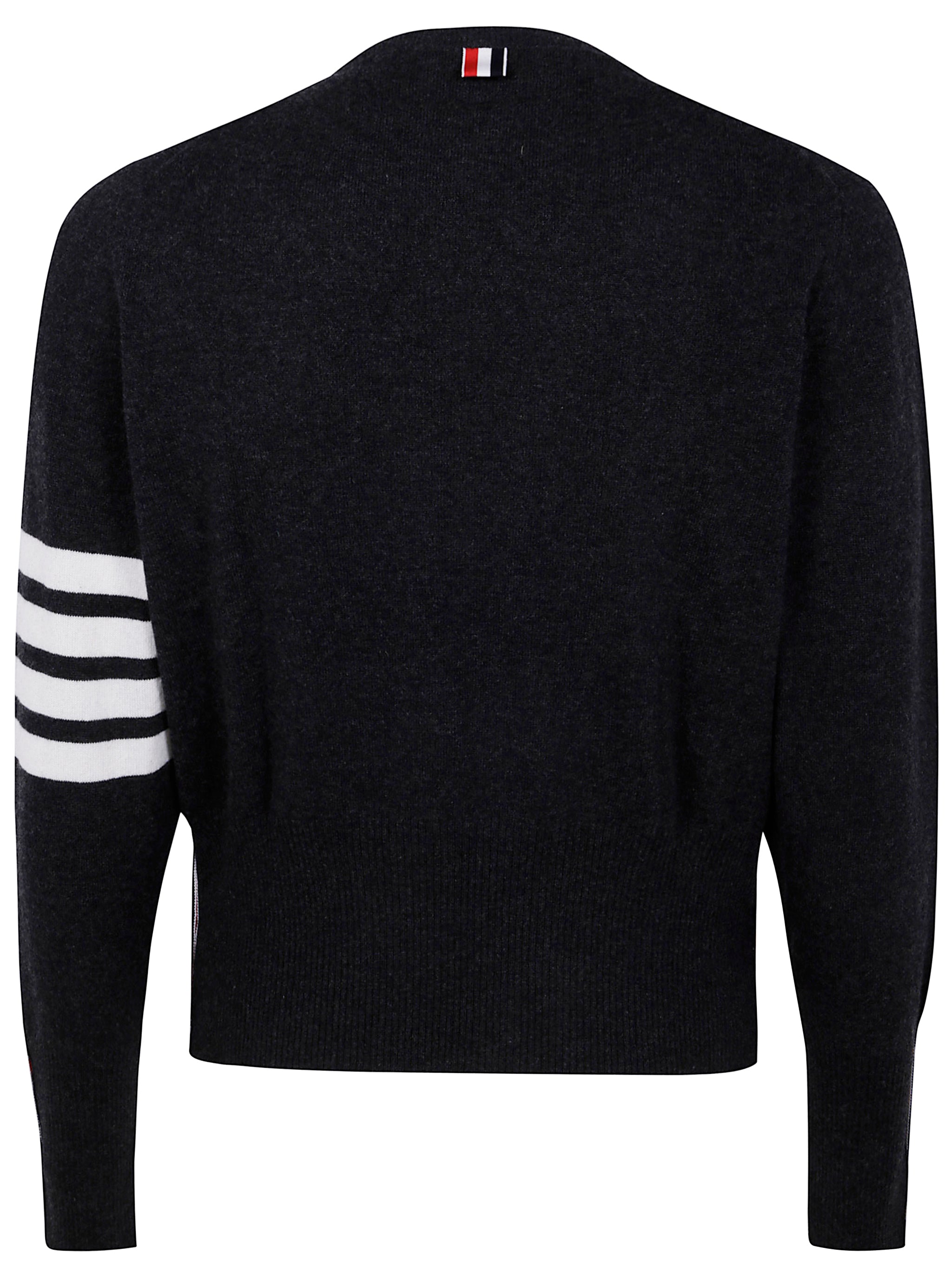 THOM BROWNE Classic Crewneck Short Pullover with 4 Bar Stripe in Cashmere - FW25