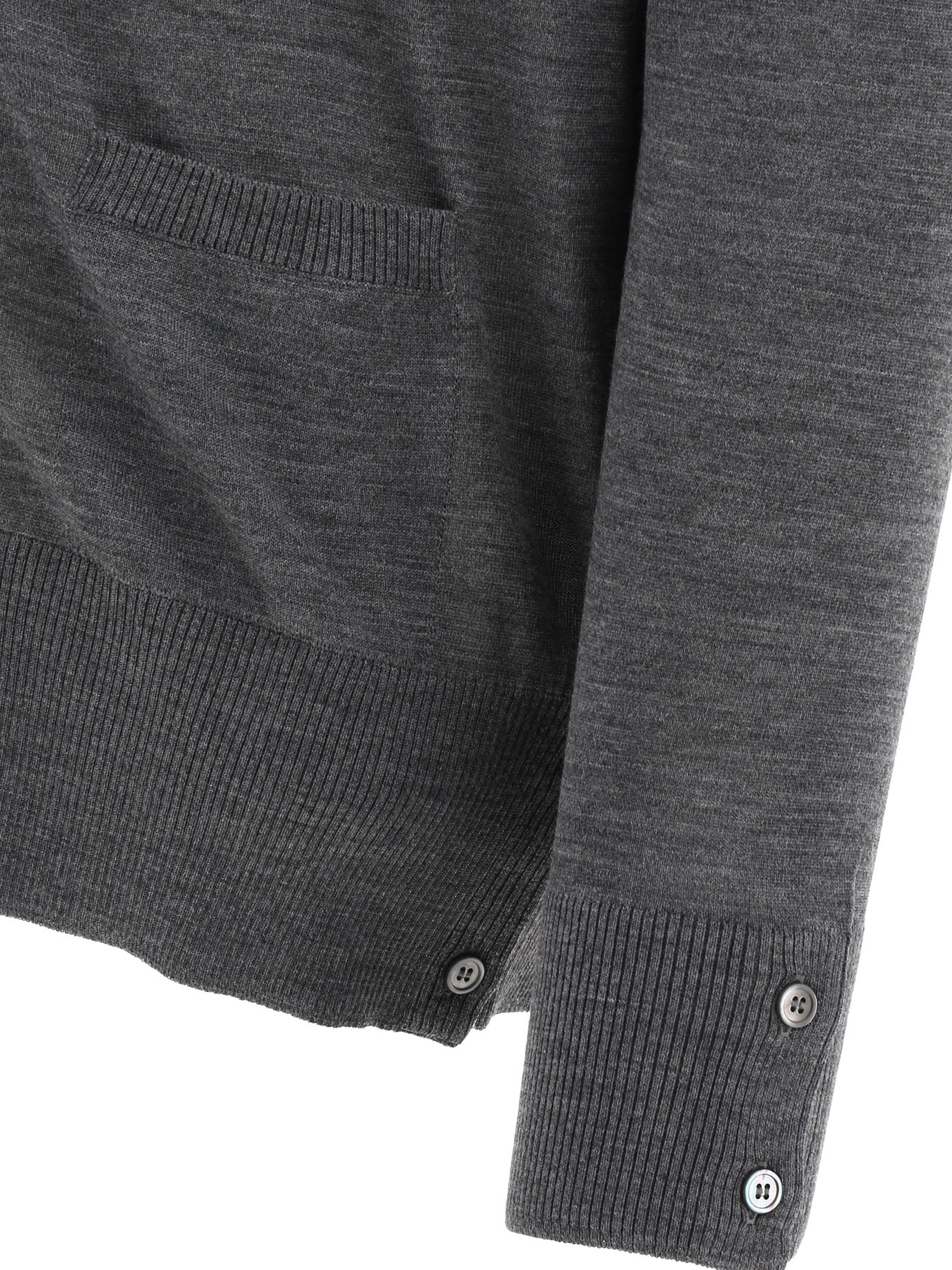 THOM BROWNE Classic V-Neck Cardigan in Fine Merino Wool with 4Bar Stripes