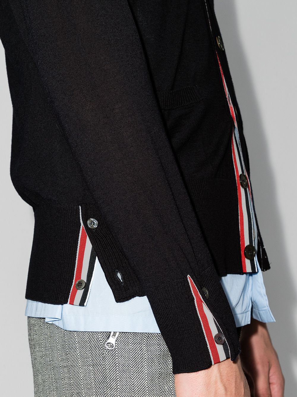 THOM BROWNE Classic V-Neck Knit Cardigan for Men