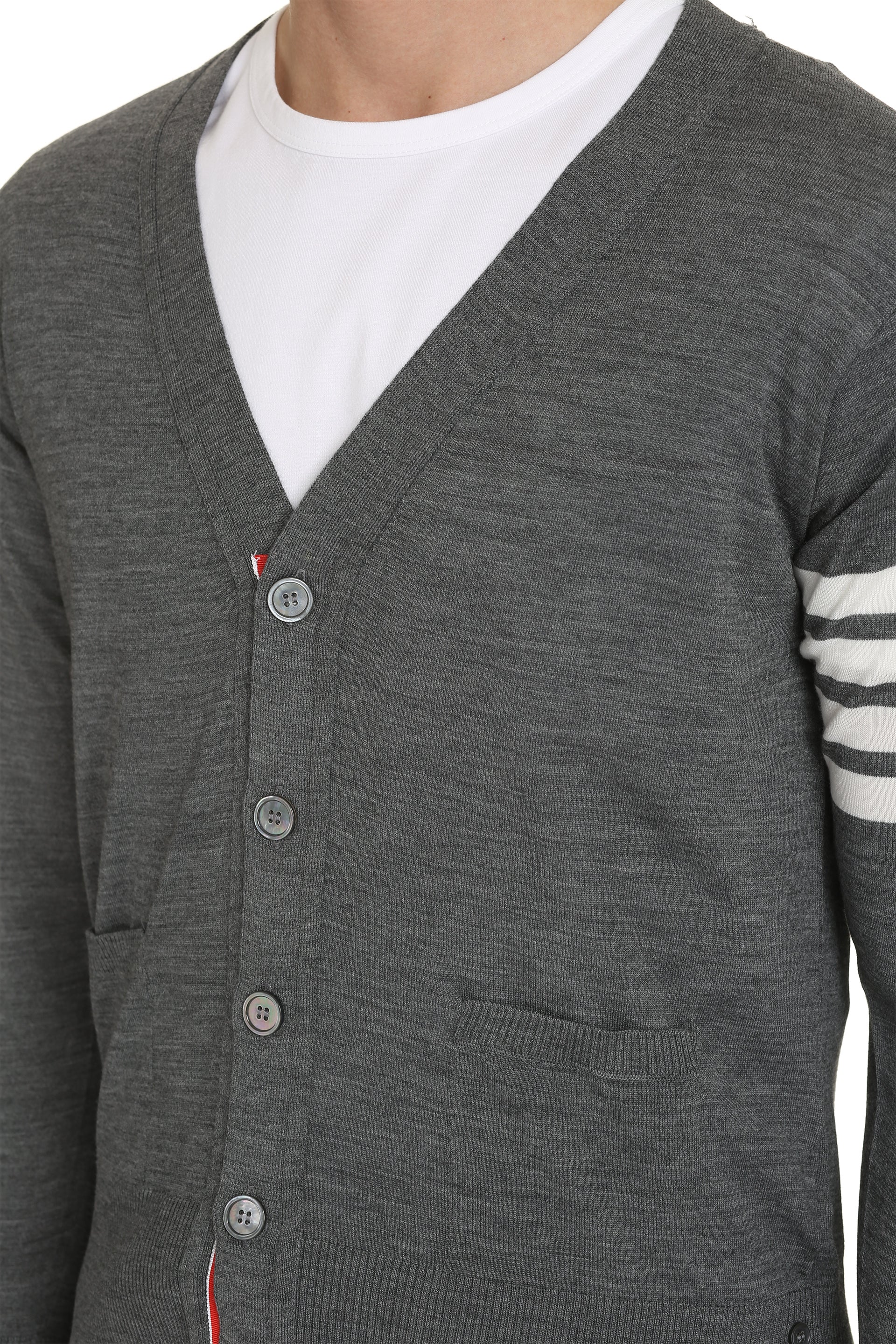 THOM BROWNE Classic 4-Bar V-Neck Cardigan for Men