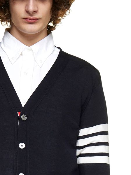 THOM BROWNE Merino Wool Cardigan with Striped Details - 2025 Collection