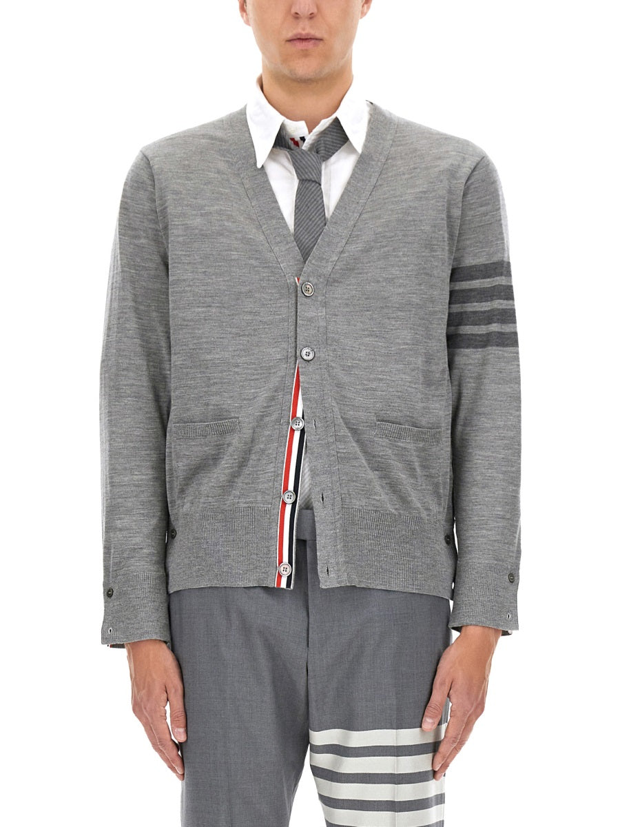 THOM BROWNE Regular Fit 4-Bar Cardigan - Size 3