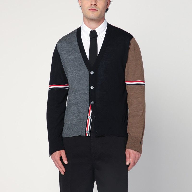 THOM BROWNE Men's V-Neck Wool Cardigan - S