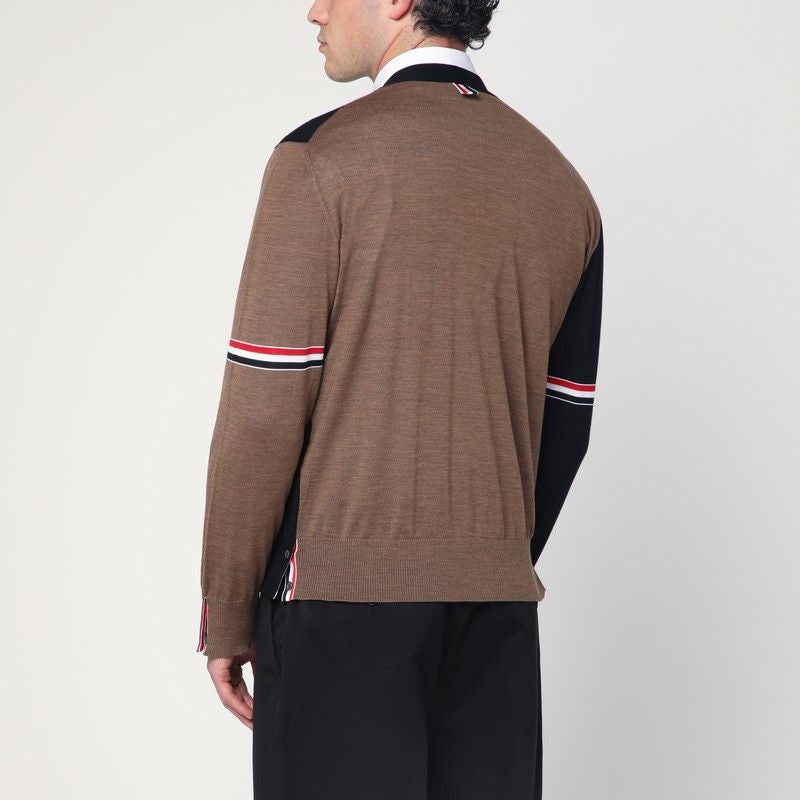 THOM BROWNE Men's V-Neck Wool Cardigan - S