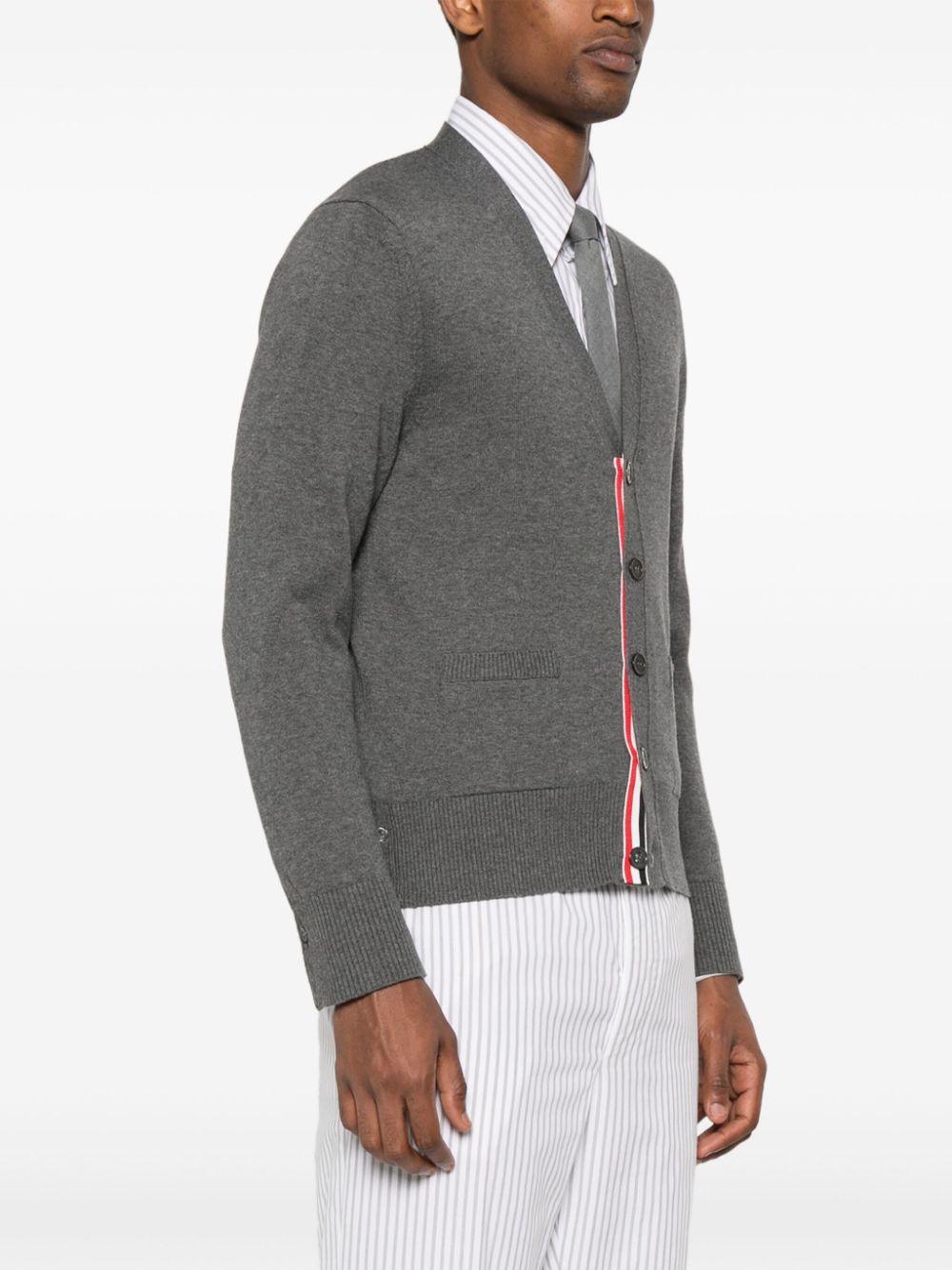 THOM BROWNE Signature 4-Bar Cotton Cardigan for Men