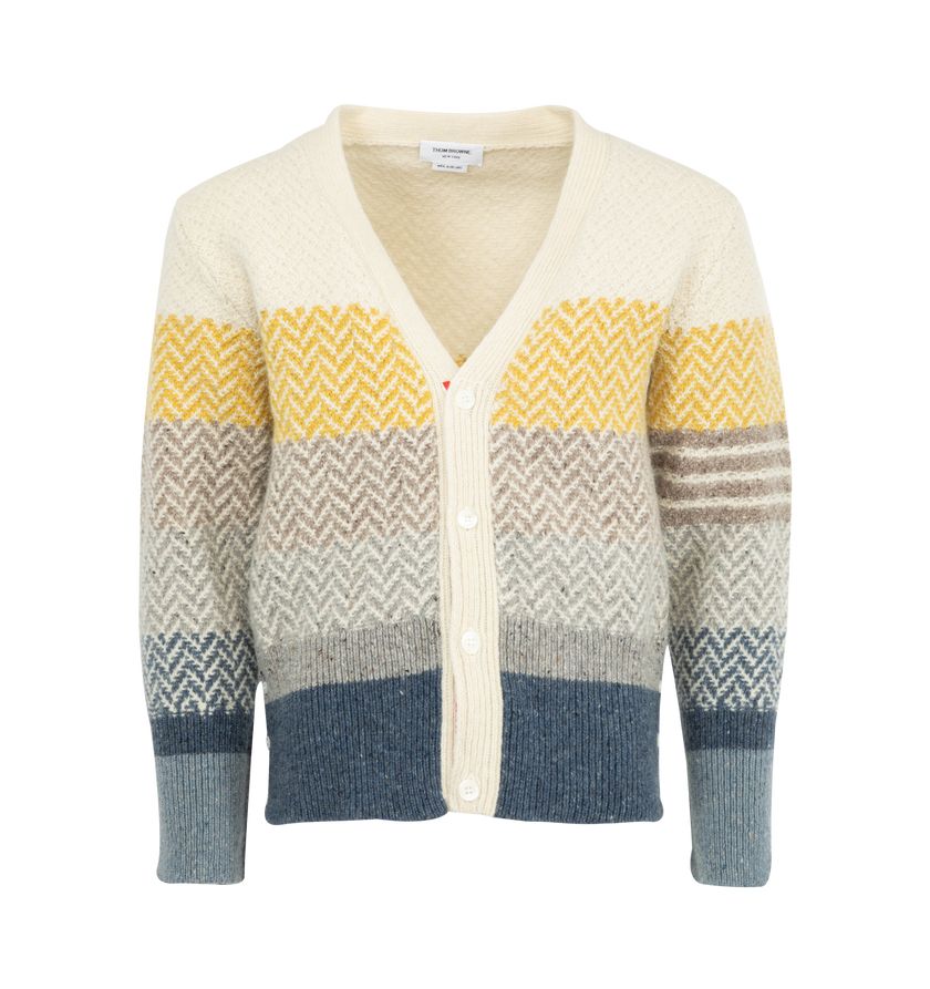 THOM BROWNE Multicolored Patterned Cardigan for Men - FW25