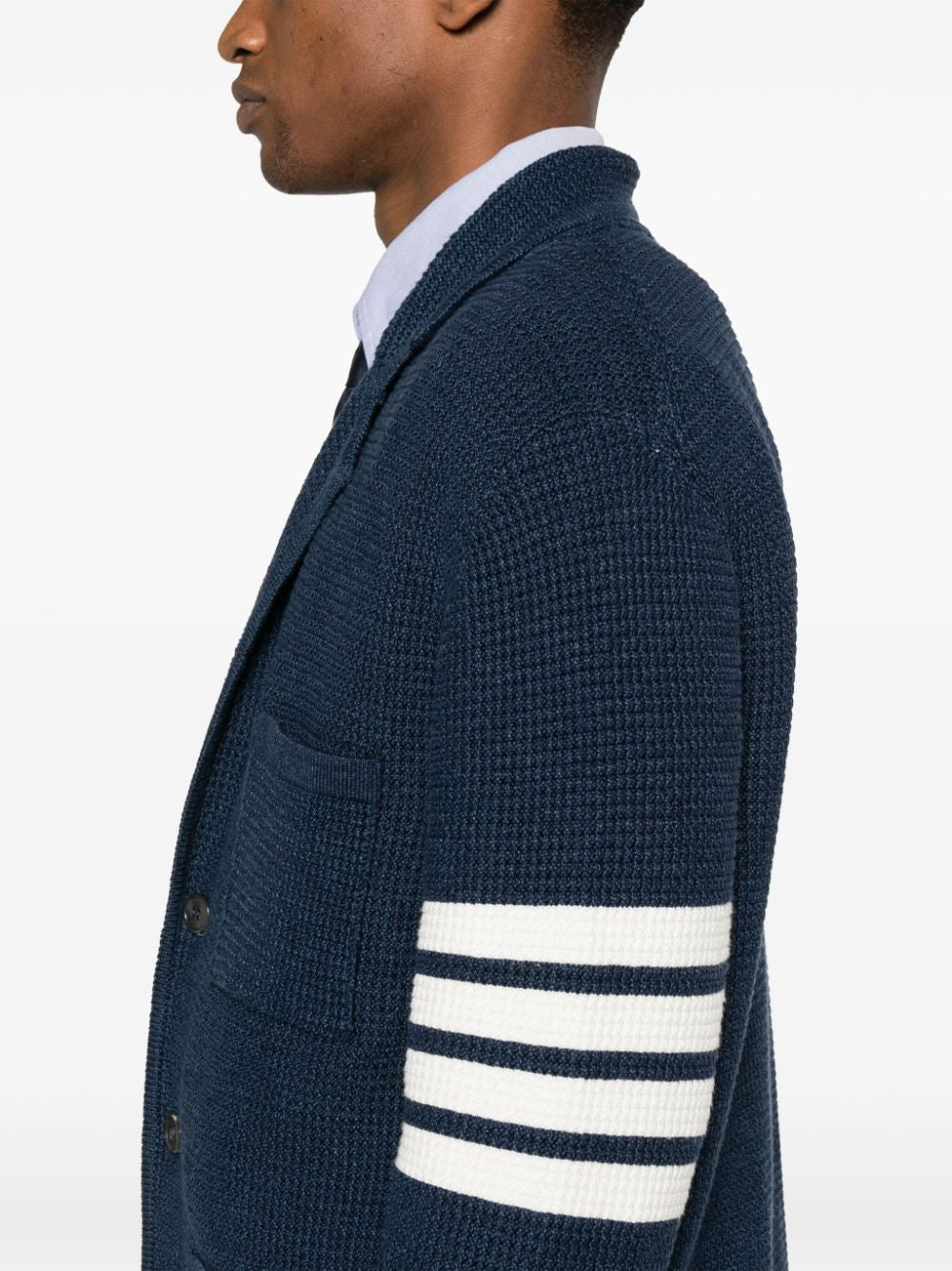 THOM BROWNE Notched Lapels Drop Shoulder Cardigan for Men