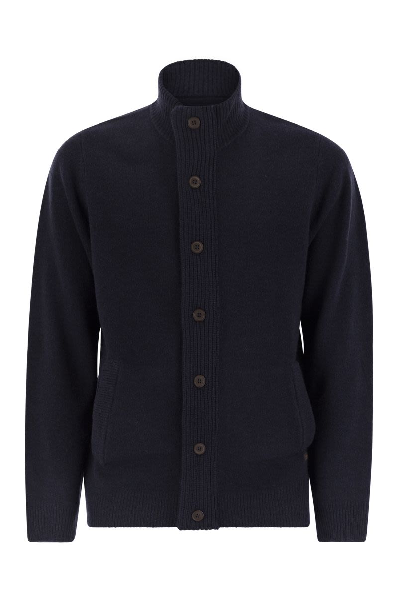 BARBOUR Chunky Knit Zip-Up Jumper with Elbow Patches