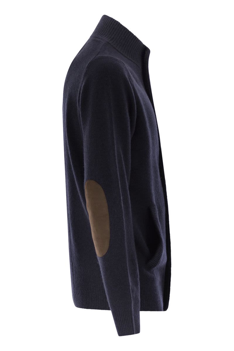 BARBOUR Chunky Knit Zip-Up Jumper with Elbow Patches