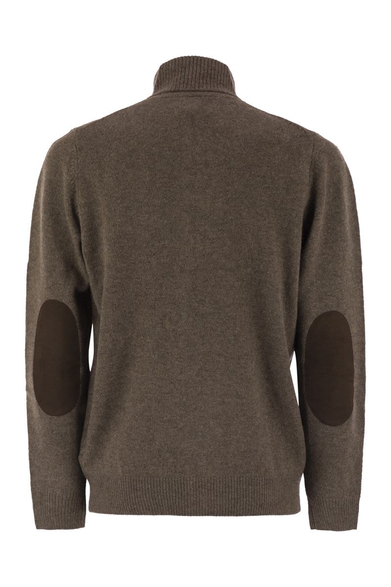 BARBOUR Chunky Knit Zip-Up Jumper with Elbow Patches