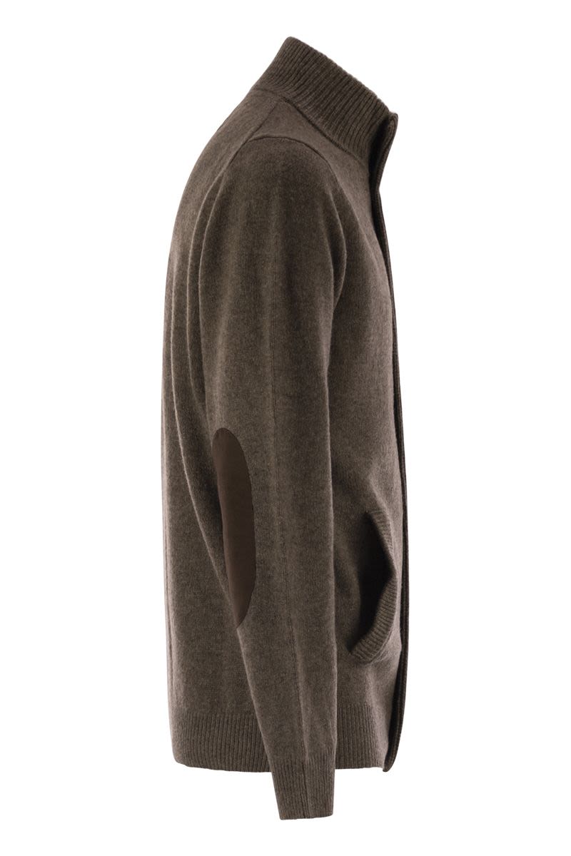 BARBOUR Chunky Knit Zip-Up Jumper with Elbow Patches