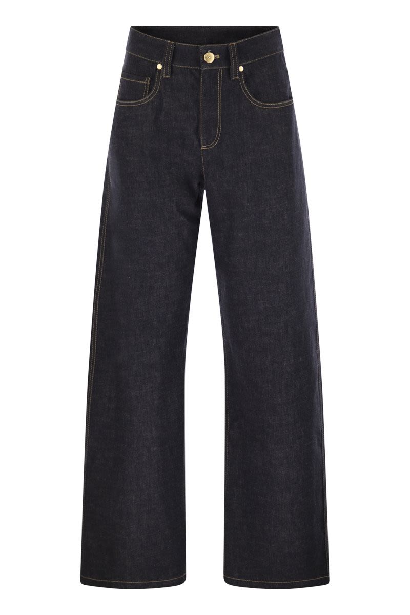 BRUNELLO CUCINELLI Women's Loose Flared Denim Pants with Moniline