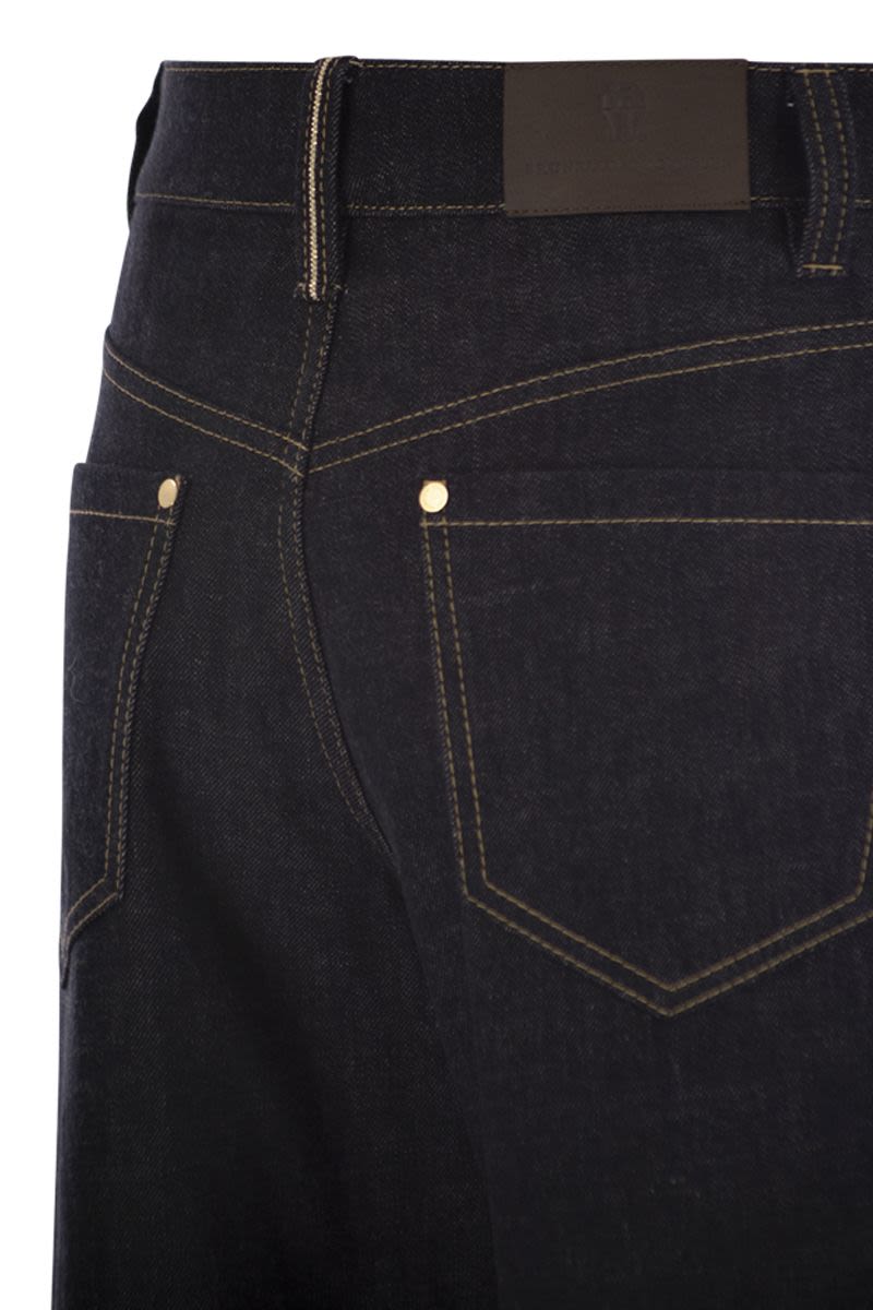 BRUNELLO CUCINELLI Women's Loose Flared Denim Pants with Moniline