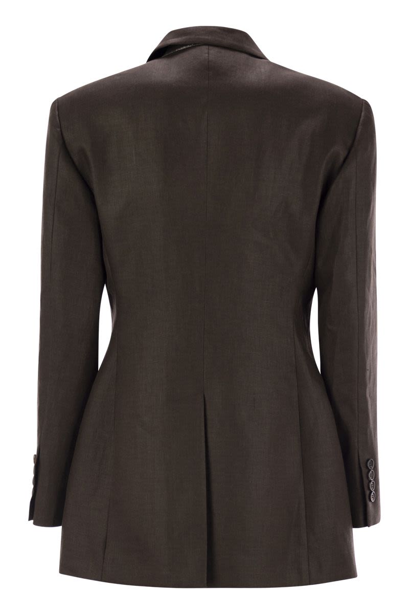 BRUNELLO CUCINELLI Shiny Linen Twill Jacket with Necklace