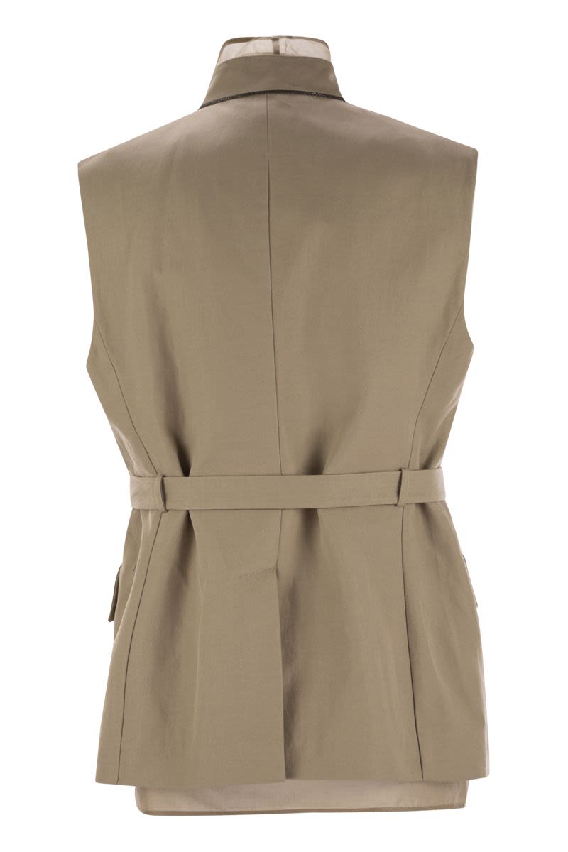 BRUNELLO CUCINELLI Cotton and Linen Cover Gilet with Detachable Light Knit Insert