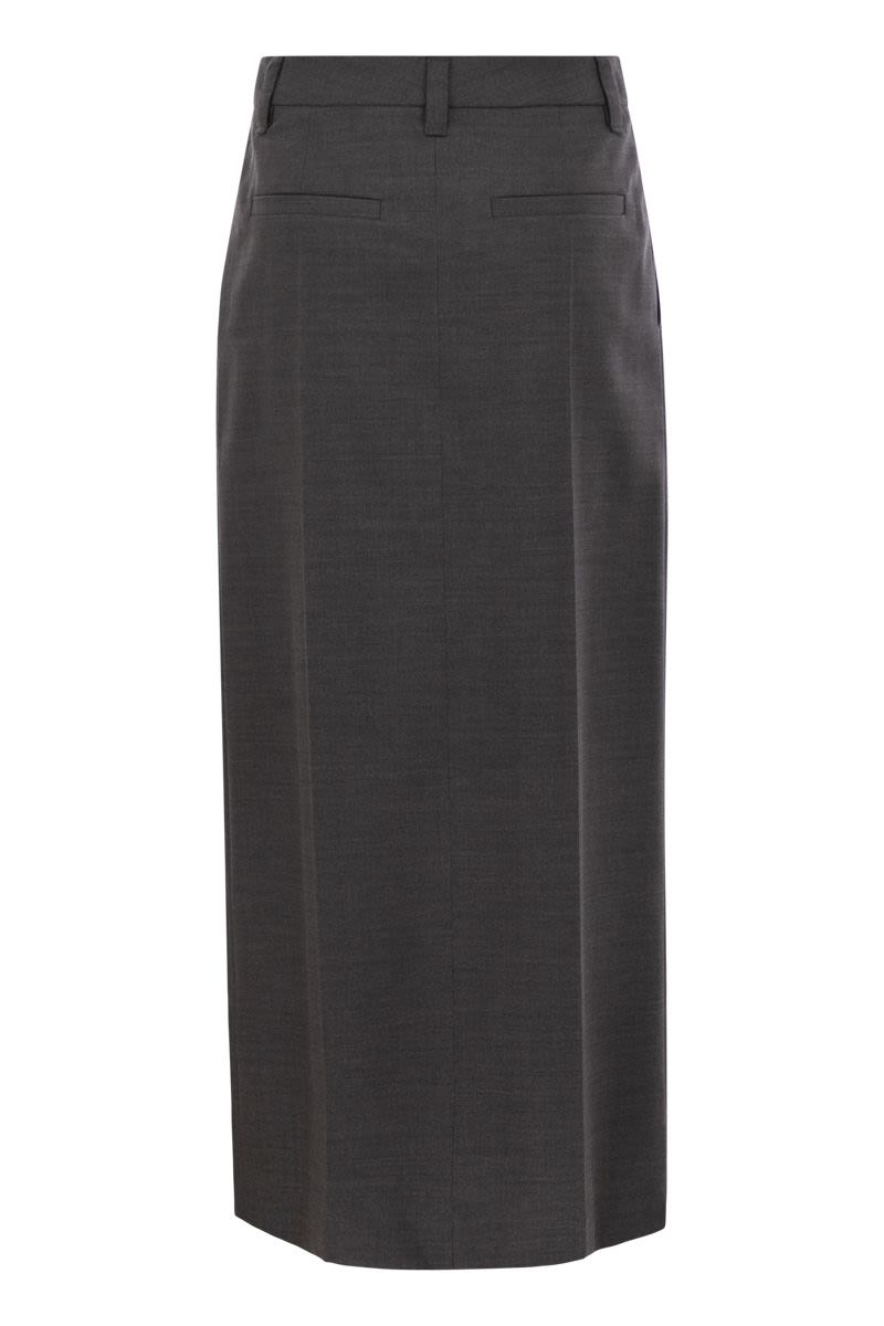 BRUNELLO CUCINELLI Sartorial Long Skirt in Stretch Virgin Wool Canvas