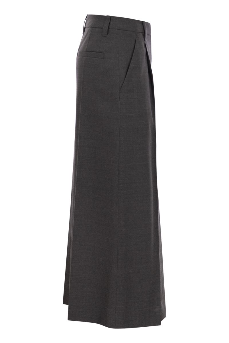 BRUNELLO CUCINELLI Sartorial Long Skirt in Stretch Virgin Wool Canvas