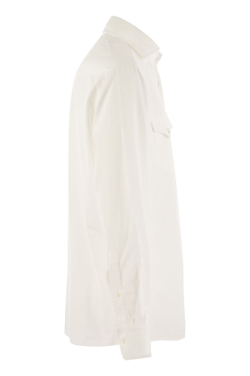 BRUNELLO CUCINELLI Garment-Dyed Corduroy Easy-Fit Shirt with Press Studs, Epaulettes and Pockets