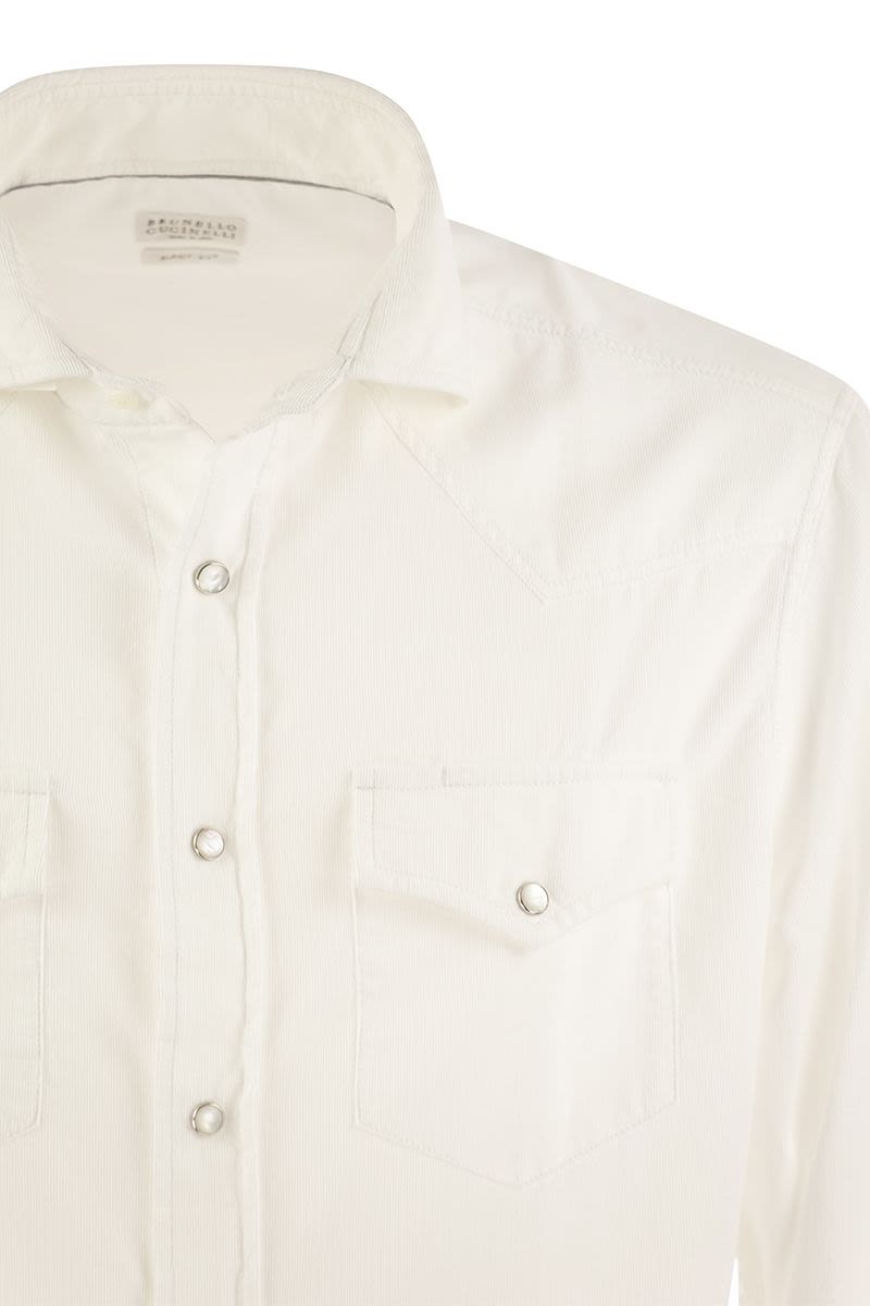 BRUNELLO CUCINELLI Garment-Dyed Corduroy Easy-Fit Shirt with Press Studs, Epaulettes and Pockets