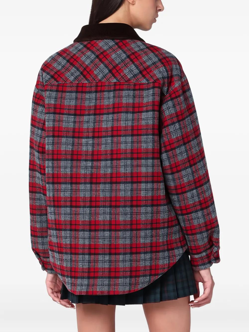 MIU MIU Plaid Jacket with Corduroy Collar