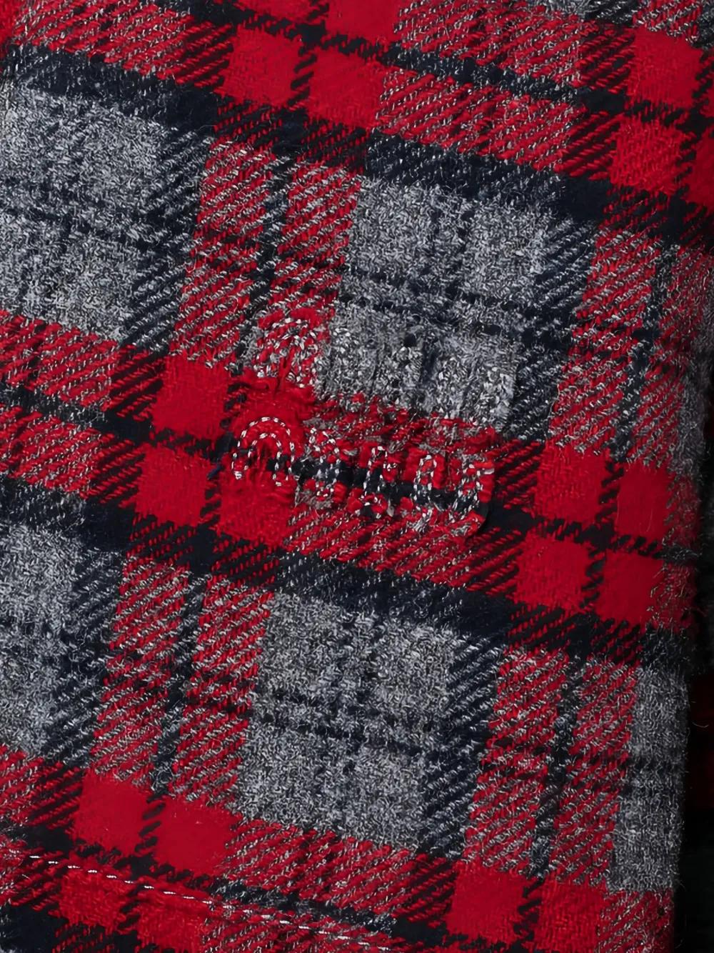 MIU MIU Plaid Jacket with Corduroy Collar