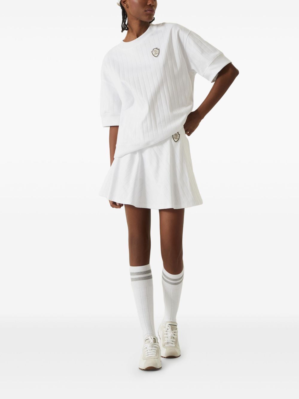 BRUNELLO CUCINELLI Thigh-Length Cotton Mini Skirt with Elasticated Waistband