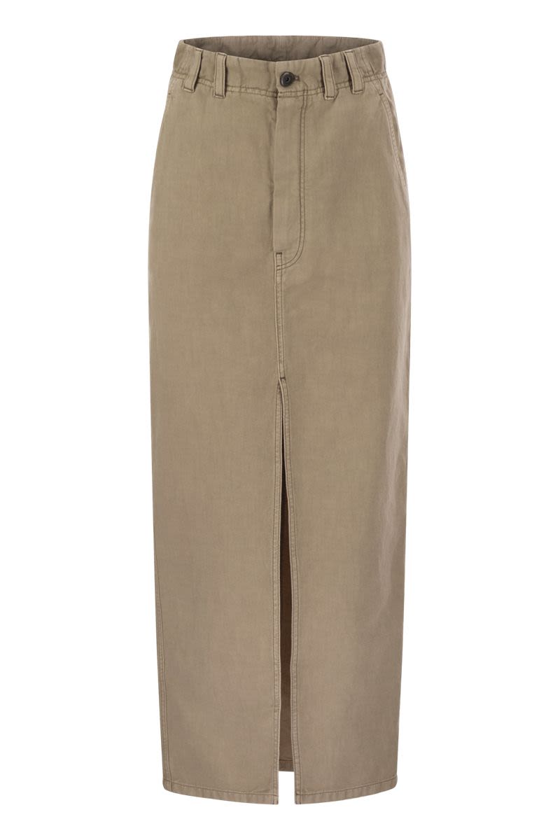 BRUNELLO CUCINELLI Chino Skirt with Contemporary Allure and Central Slit