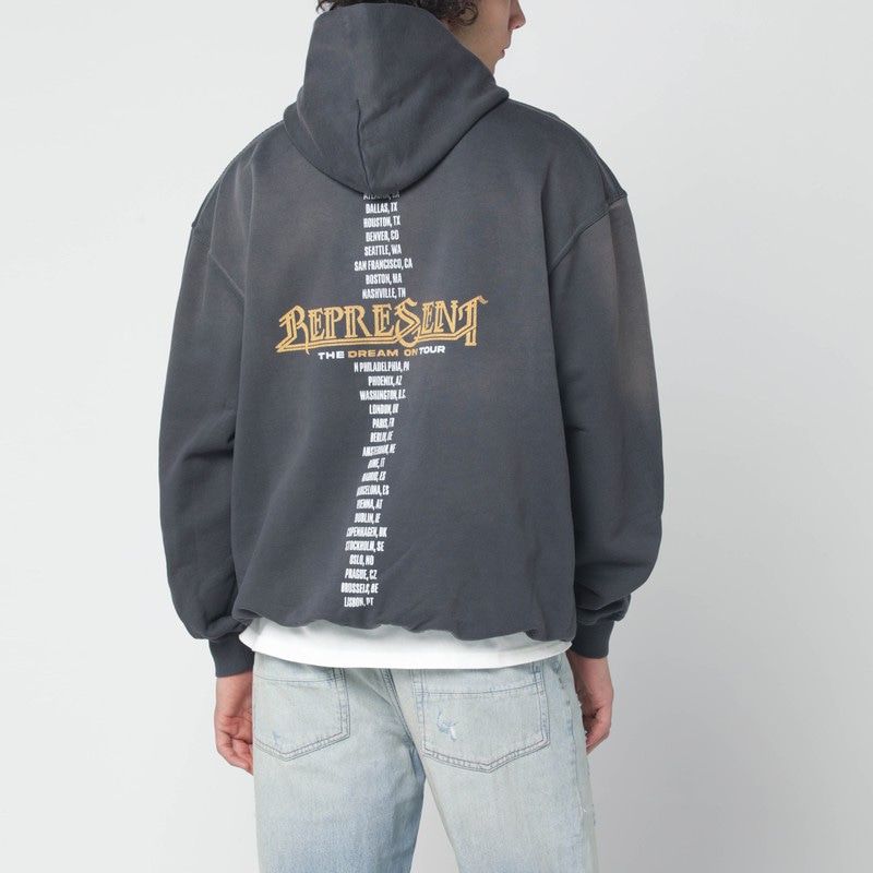 REPRESENT Washed Effect Logo Print Hoodie - Men’s - SS26