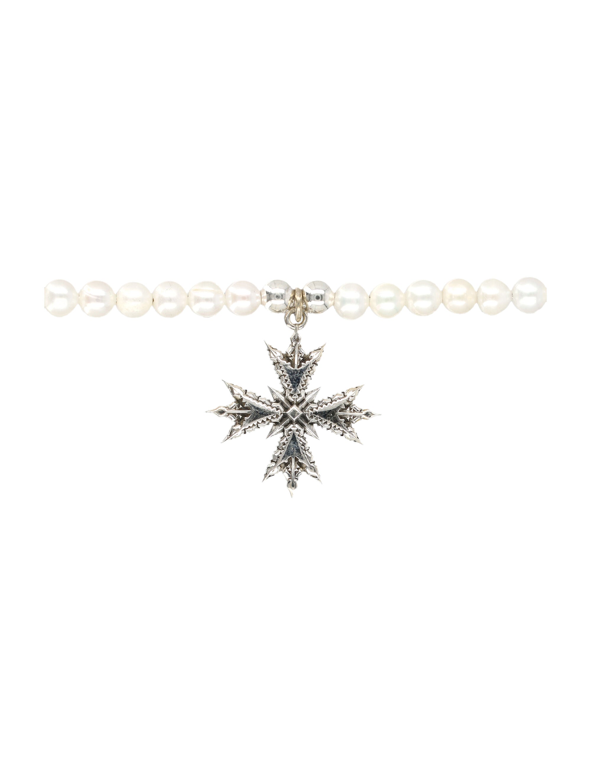 EMANUELE BICOCCHI Pearl Necklace with Silver Cross Pendant - Fall/Winter 25 Edition