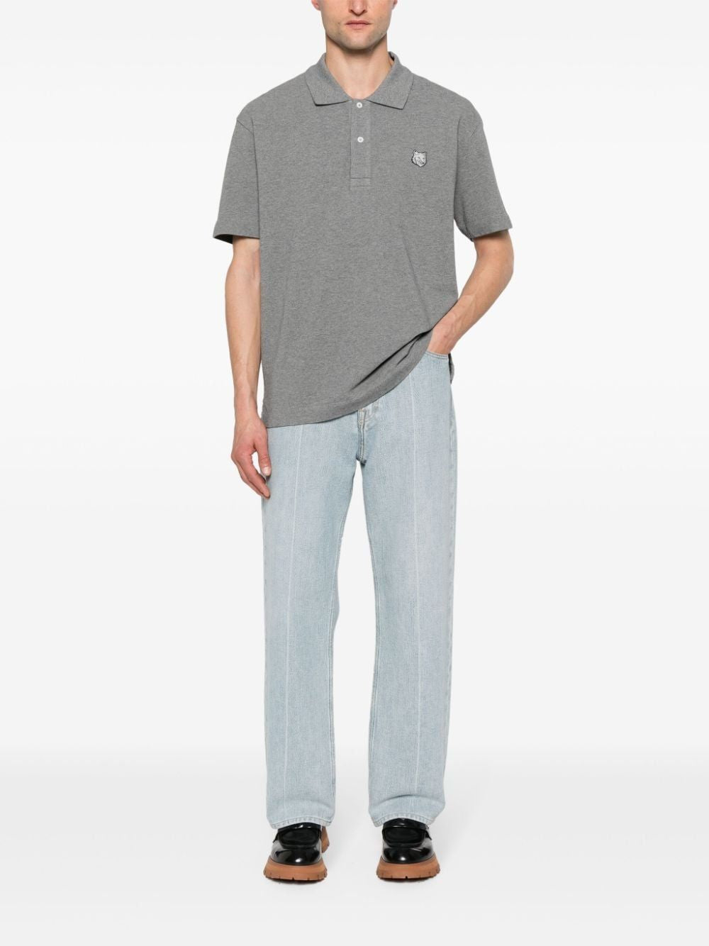 MAISON KITSUNÉ Men's Classic Polo with Logo - Medium Size