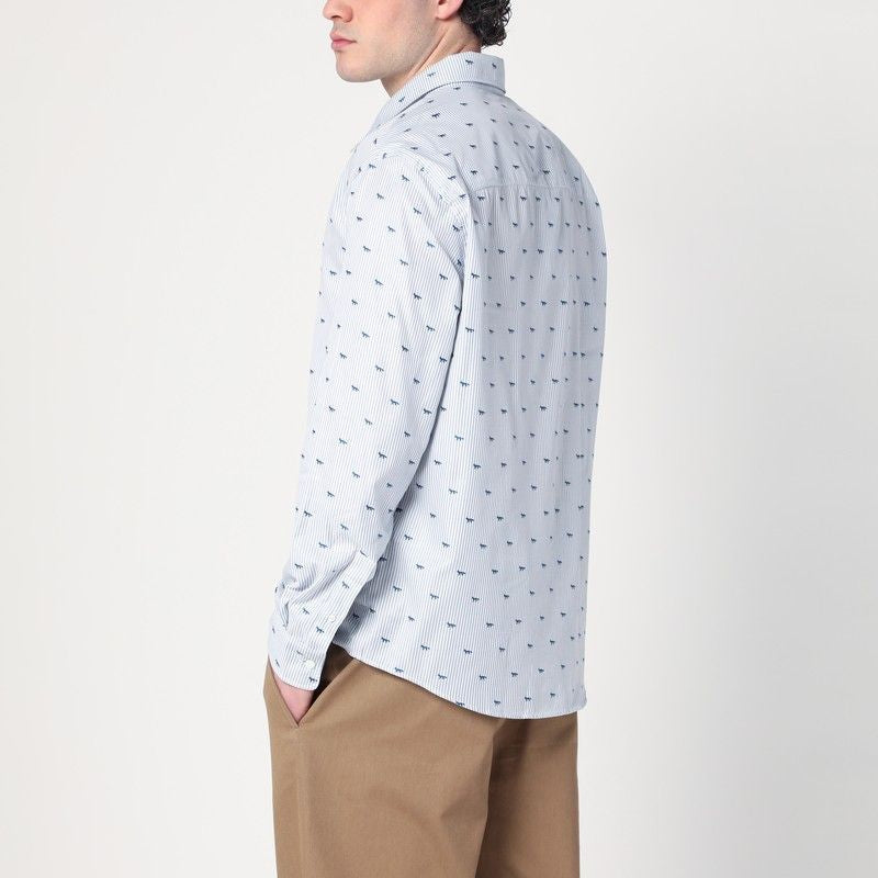 MAISON KITSUNÉ Striped Cotton Shirt with Mini Fox Logos for Men