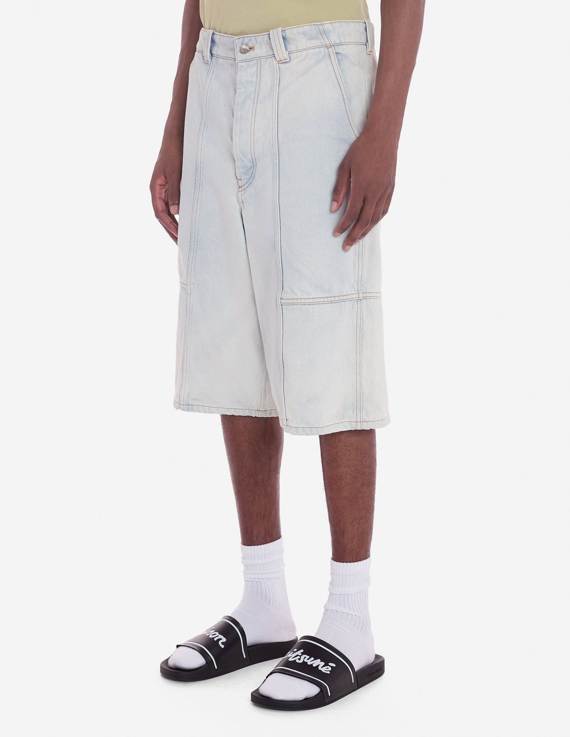 MAISON KITSUNÉ Men's Denim Workwear Bermuda Shorts