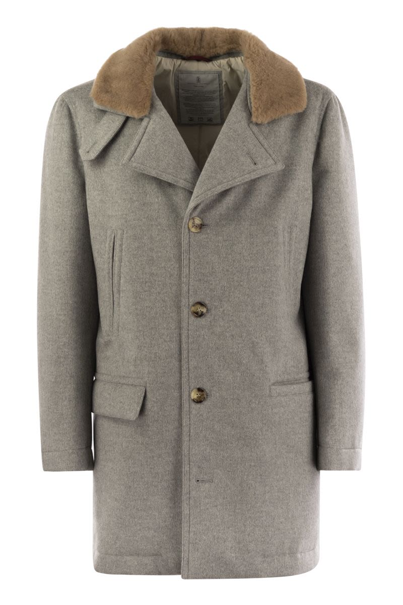 BRUNELLO CUCINELLI Cashmere Jacket with Shearling Collar for Men