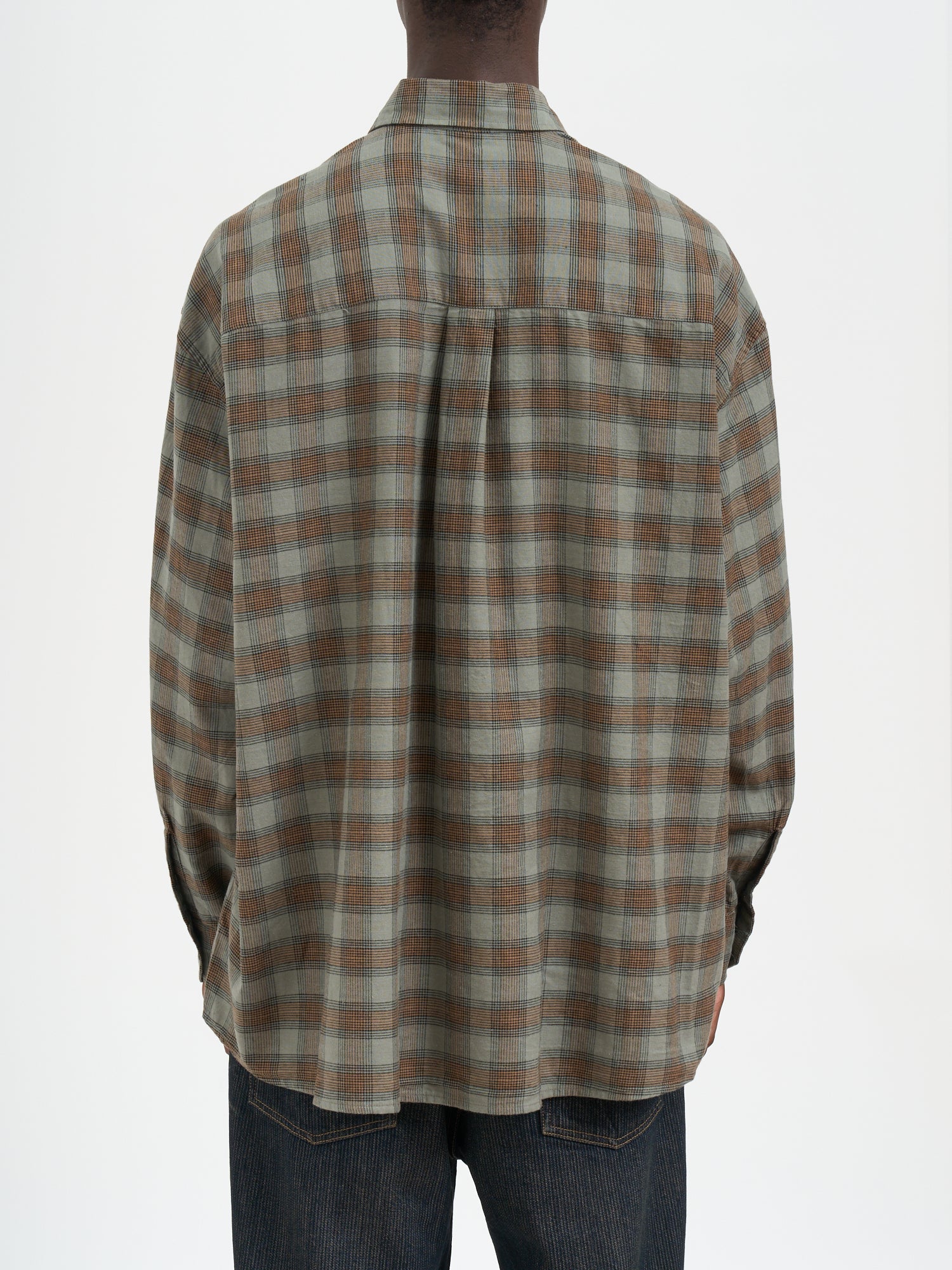 OUR LEGACY Oversized Flannel Check Shirt with Pearl Buttons