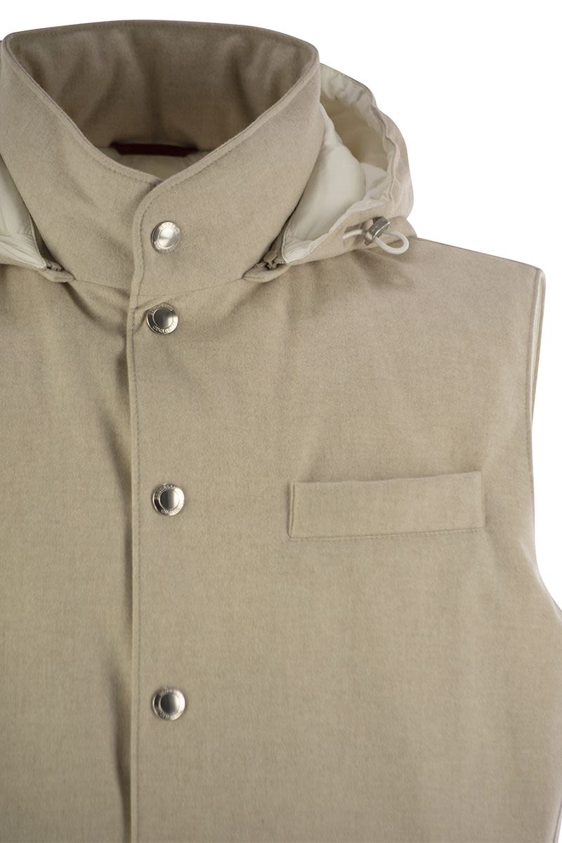 BRUNELLO CUCINELLI Sleeveless Down Jacket with Detachable Hood for Men