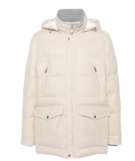 BRUNELLO CUCINELLI Men's Premium Quilted Wool Jacket with Detachable Hood