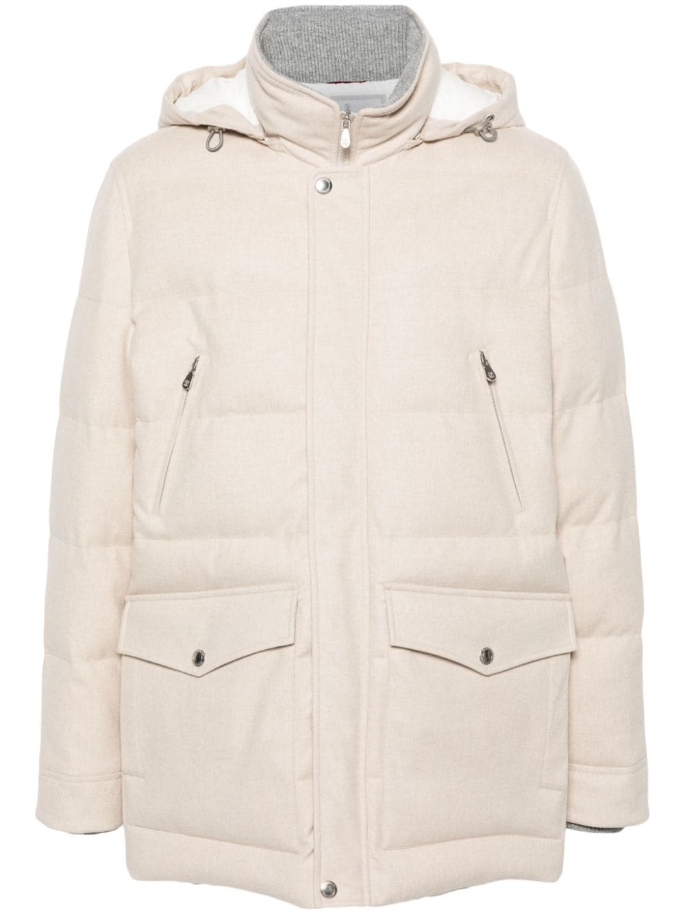 BRUNELLO CUCINELLI Men's Premium Quilted Wool Jacket with Detachable Hood