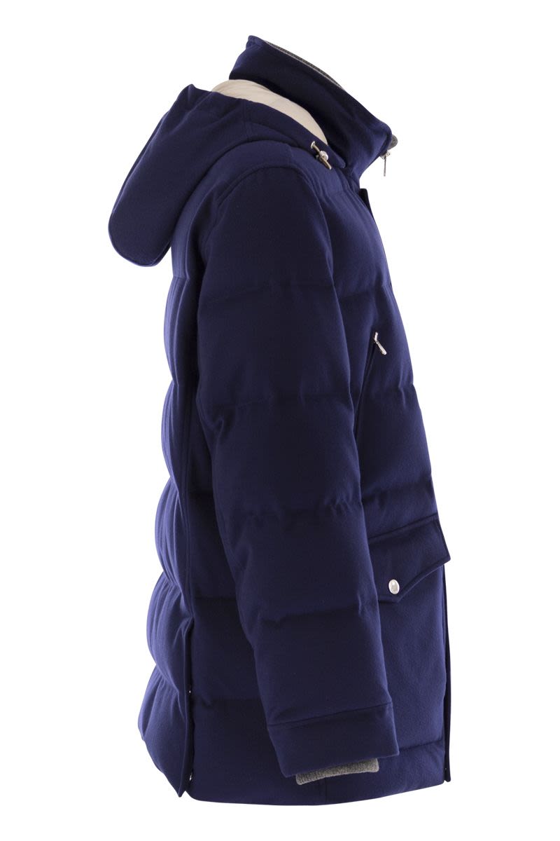 BRUNELLO CUCINELLI Men's Wool Down Jacket with Detachable Hood