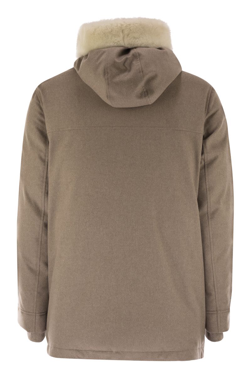 BRUNELLO CUCINELLI Men's Wool Jacket with Fur Collar