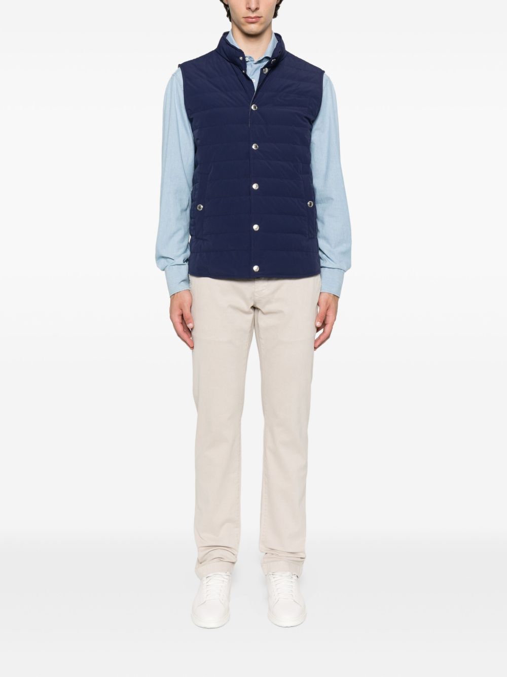 BRUNELLO CUCINELLI Quilted High Neck Sleeveless Down Vest for Men