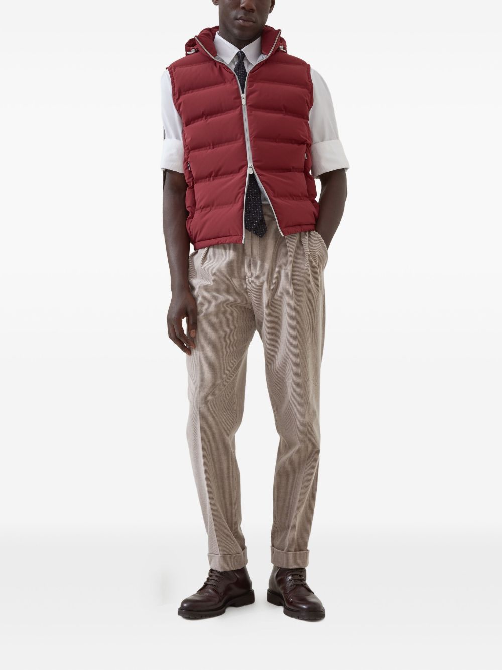BRUNELLO CUCINELLI Men's Sleeveless Down Vest with Two-Way Zip Front Fastening