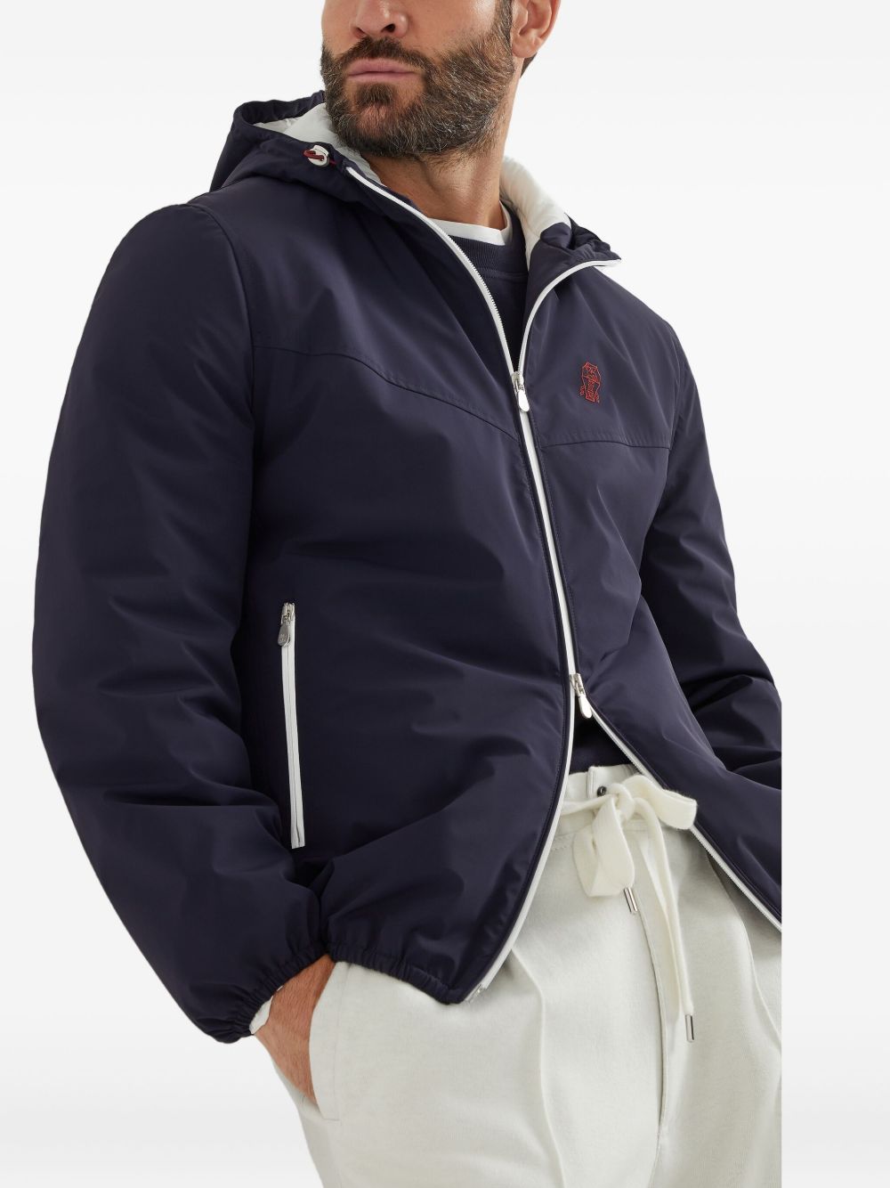 BRUNELLO CUCINELLI Men's Nylon Blouson Jacket with Drawstring Hood