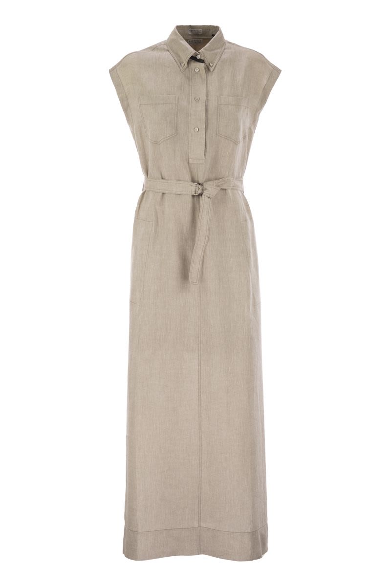 BRUNELLO CUCINELLI Linen Shirtdress with Belted Waist for Women - SS25 Collection
