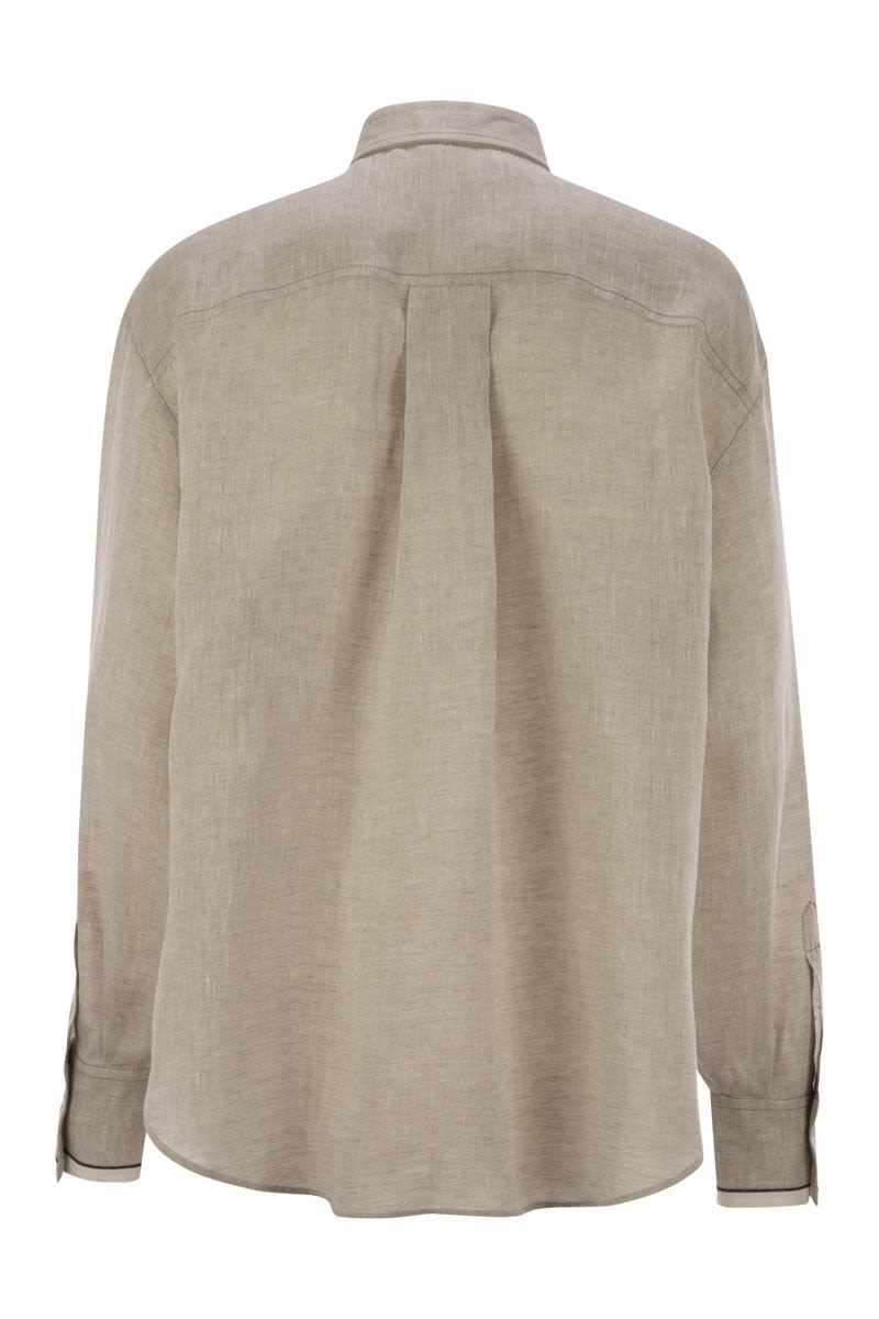 BRUNELLO CUCINELLI Linen Button-Up Shirt with Chest Pockets for Women